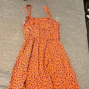 Francesca Burnt Orange Black Spotted Dress
